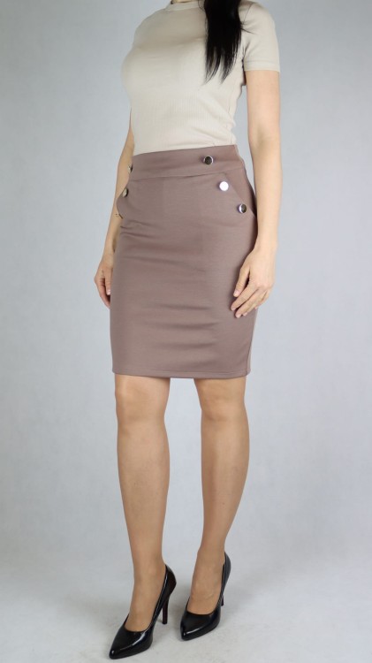 Spódnica ołówkowa Cappuccino guziki