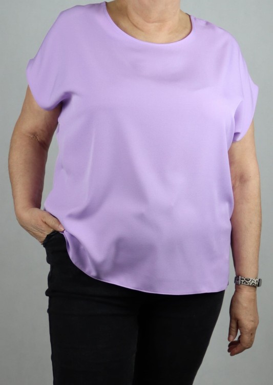 Bluzka damska krótki rękaw koszulka T-shirt lawendowa