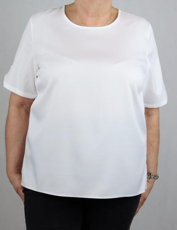Bluzka damska krótki rękaw koszulka T-shirt duży rozmiar guzik biała