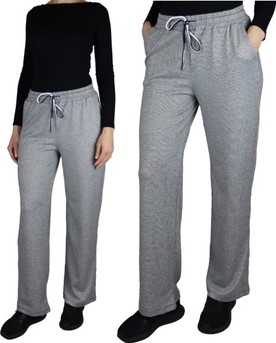 Spodnie dresowe damskie szerokie proste nogawki jasno szare