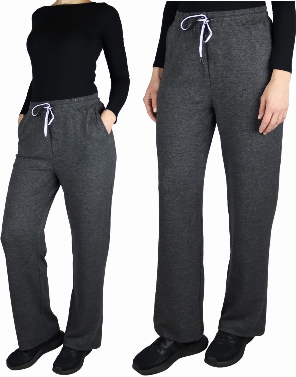 Spodnie dresowe damskie szerokie proste nogawki ciemno szare