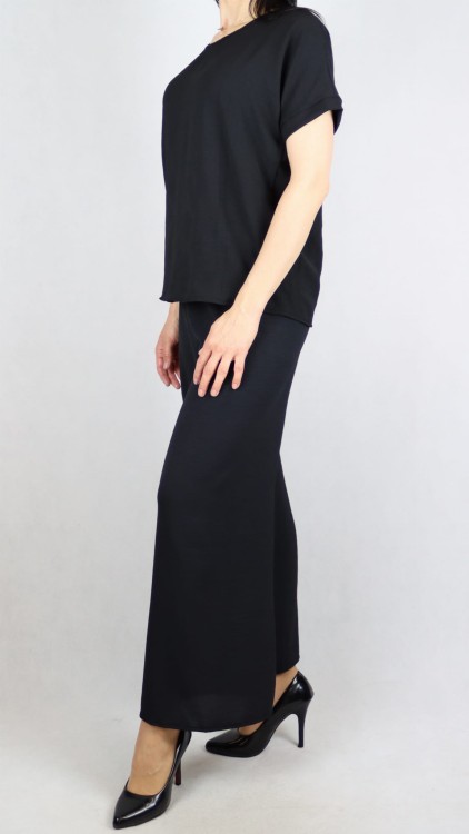 Komplet damski czarny bluzka z krótkim rękawem i spodnie