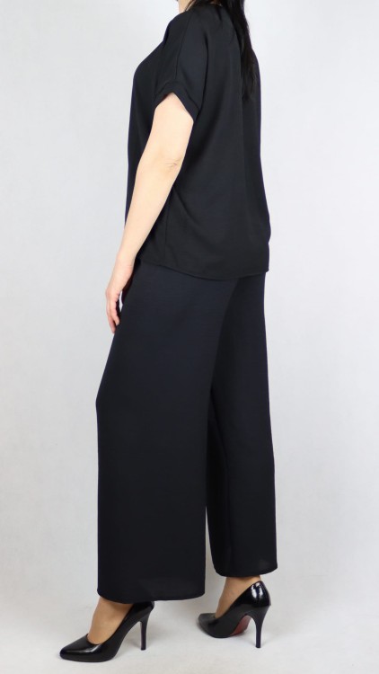 Komplet damski czarny bluzka z krótkim rękawem i spodnie