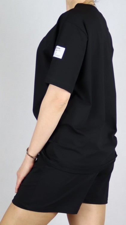 Komplet damski bawełniany na lato koszulka i spodenki czarny