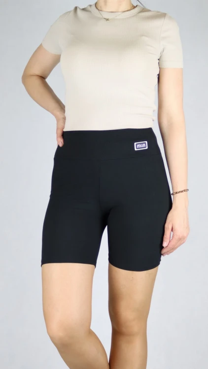 Spodenki damskie kolarki legginsy krótkie getry prążek czarne