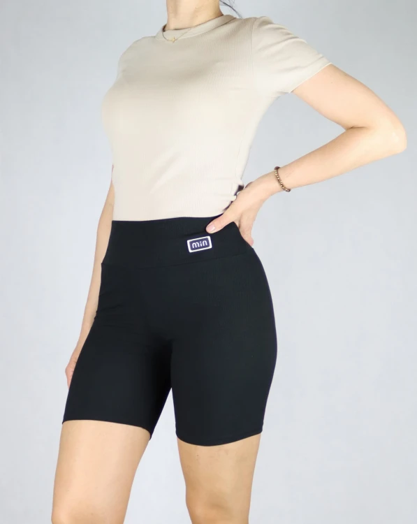 Spodenki damskie kolarki legginsy krótkie getry prążek czarne