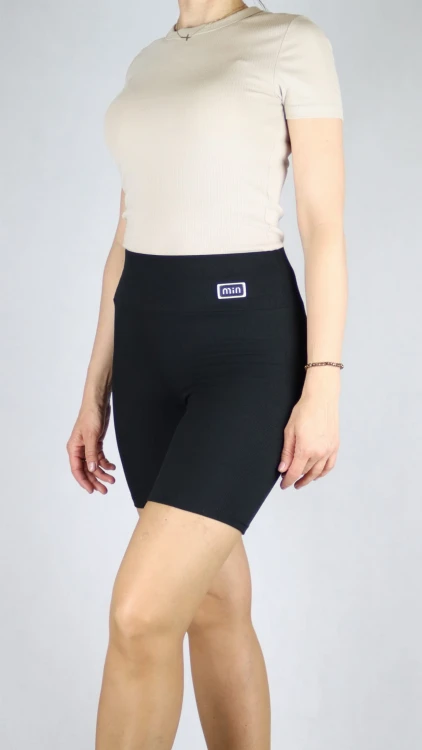 Spodenki damskie kolarki legginsy krótkie getry prążek czarne