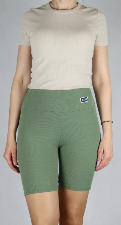 Spodenki damskie kolarki legginsy krótkie getry prążek khaki