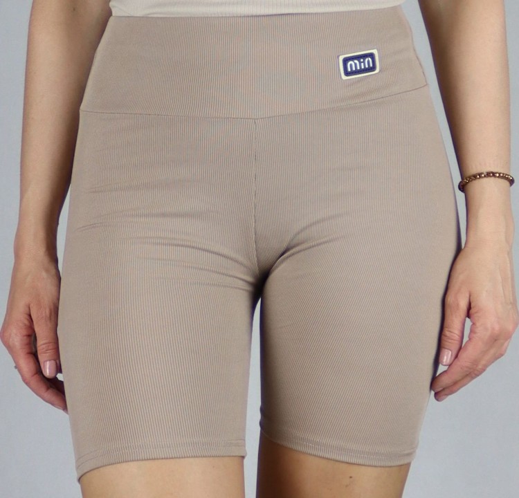 Spodenki damskie kolarki legginsy krótkie getry prążek beżowe