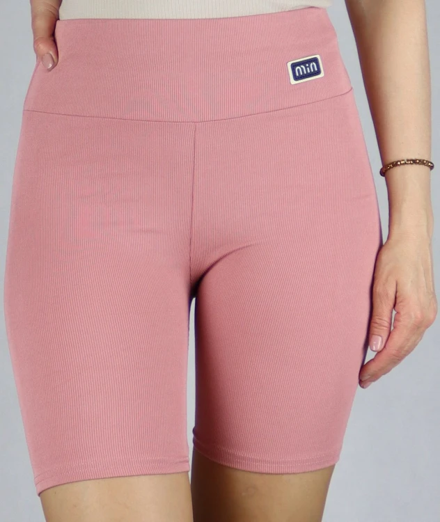 Spodenki damskie kolarki legginsy krótkie getry prążek różowe