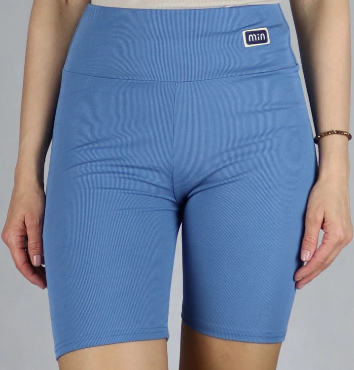 Spodenki damskie kolarki legginsy krótkie getry prążek niebieskie