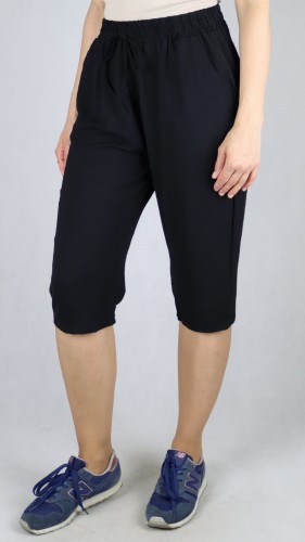 Spodnie damskie 3/4 rybaczki luźne kieszenie duże rozmiary czarne