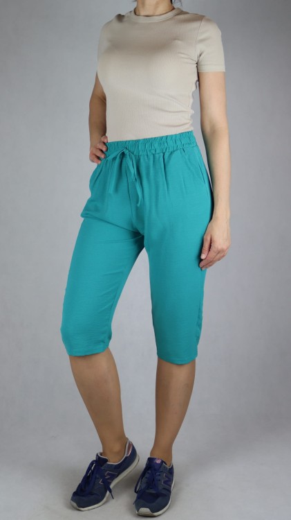 Spodnie damskie 3/4 rybaczki luźne kieszenie duże rozmiary zielone