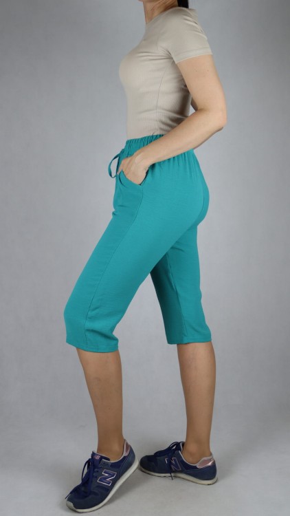 Spodnie damskie 3/4 rybaczki luźne kieszenie duże rozmiary zielone