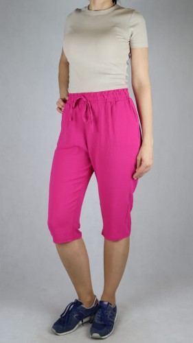 Spodnie damskie 3/4 rybaczki luźne kieszenie duże rozmiary róż