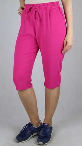 Spodnie damskie 3/4 rybaczki luźne kieszenie duże rozmiary róż