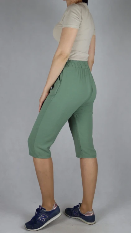 Spodnie damskie 3/4 rybaczki luźne kieszenie duże rozmiary khaki