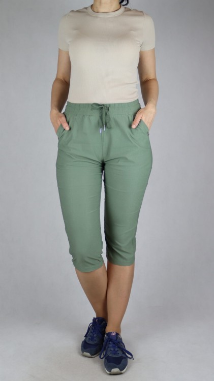 Spodnie damskie rybaczki 3/4 gumka i sznurek w talii kieszenie duże rozmiary khaki