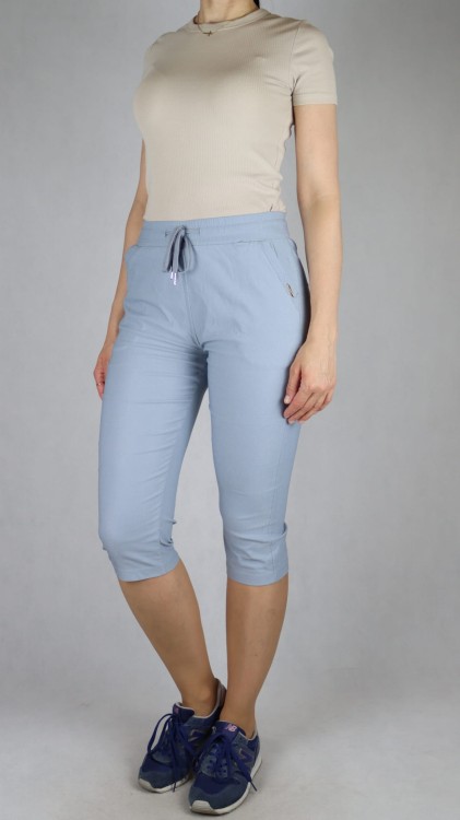 Spodnie damskie rybaczki 3/4 gumka i sznurek w talii kieszenie duże rozmiary szary