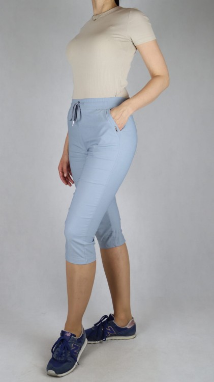 Spodnie damskie rybaczki 3/4 gumka i sznurek w talii kieszenie duże rozmiary szary