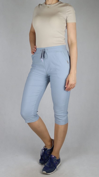 Spodnie damskie rybaczki 3/4 gumka i sznurek w talii kieszenie duże rozmiary szary