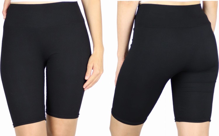 Spodenki damskie kolarki bambusowe prążek czarne