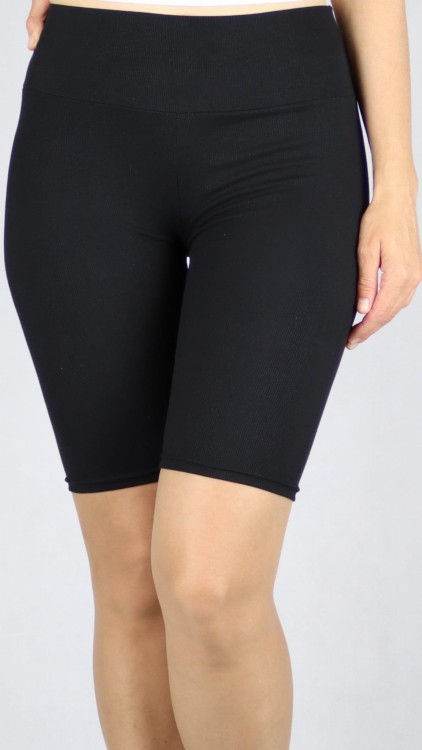 Spodenki damskie kolarki bambusowe prążek czarne