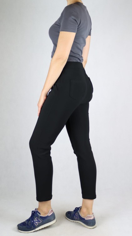 Spodnie dresowe damskie kieszeniami duże rozmiary czarne
