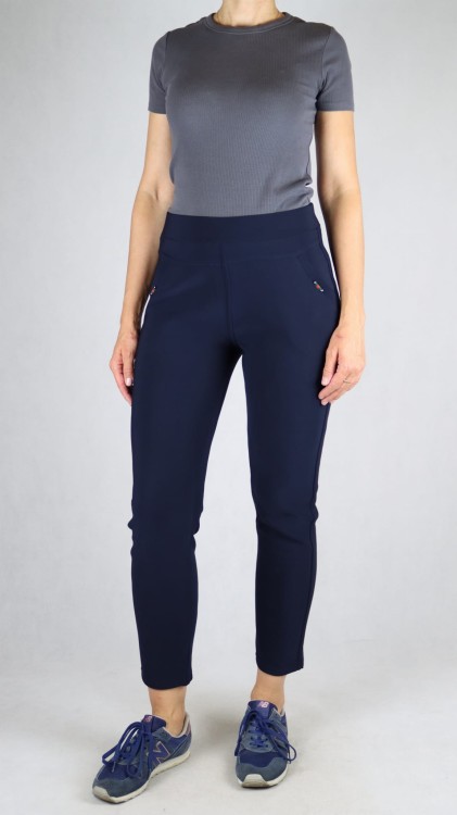 Spodnie dresowe damskie kieszeniami duże rozmiary granatowe