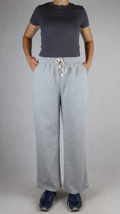 Spodnie dresowe damskie szeroka nogawka troczek szare