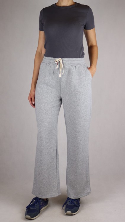 Spodnie dresowe damskie szeroka nogawka troczek szare