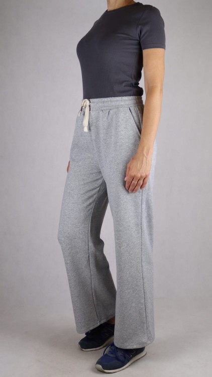 Spodnie dresowe damskie szeroka nogawka troczek szare