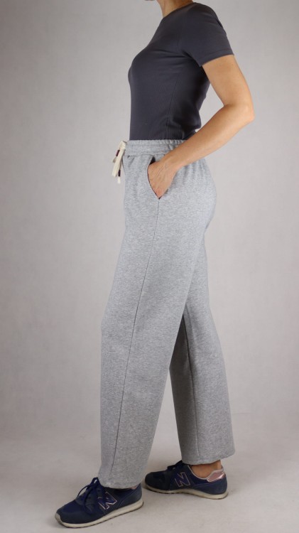 Spodnie dresowe damskie szeroka nogawka troczek szare