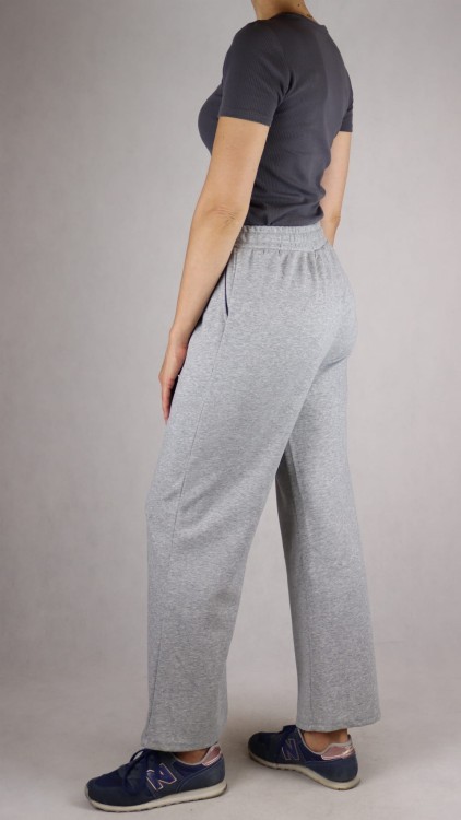 Spodnie dresowe damskie szeroka nogawka troczek szare