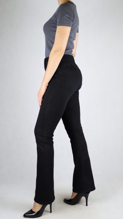 Spodnie jeansy damskie modelujące push-up dopasowane dzwony czarne