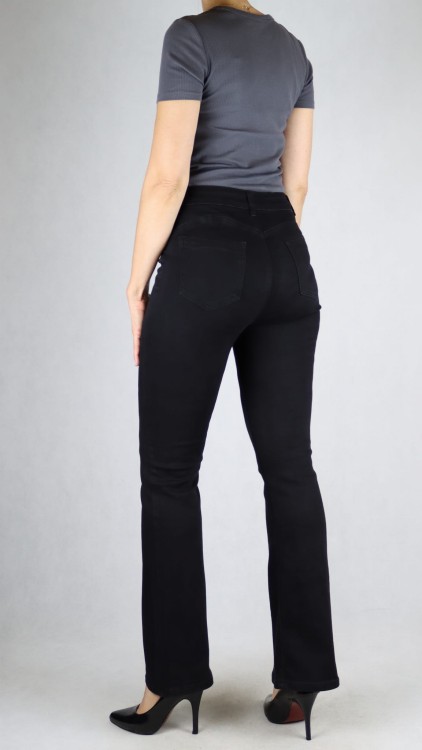Spodnie jeansy damskie modelujące push-up dopasowane dzwony czarne