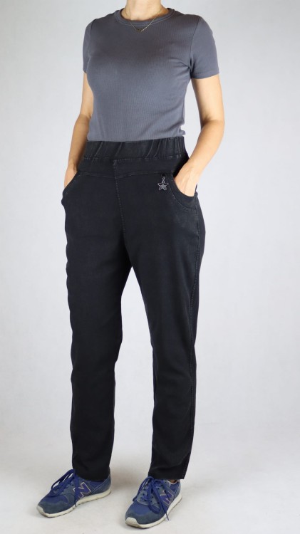 Spodnie damskie Ala Jeansy elastyczne guma w pasie duże rozmiary czarne