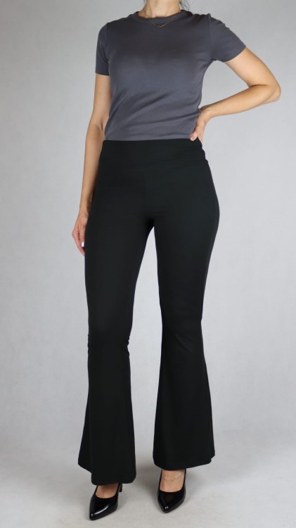 Legginsy damskie dzwony bambusowe czarne wysoki stan