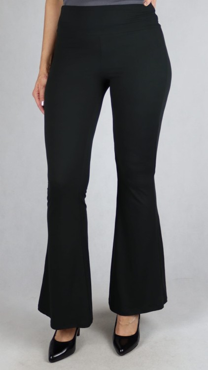 Legginsy damskie dzwony bambusowe czarne wysoki stan