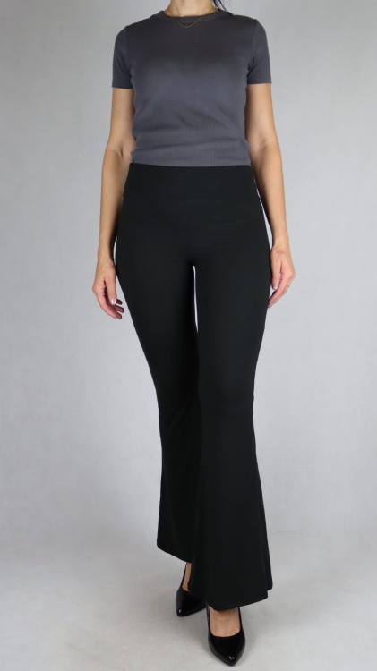 Legginsy damskie dzwony bambusowe czarne wysoki stan