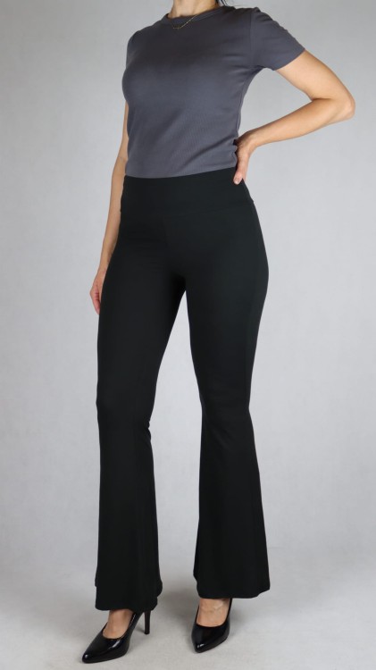 Legginsy damskie dzwony bambusowe czarne wysoki stan