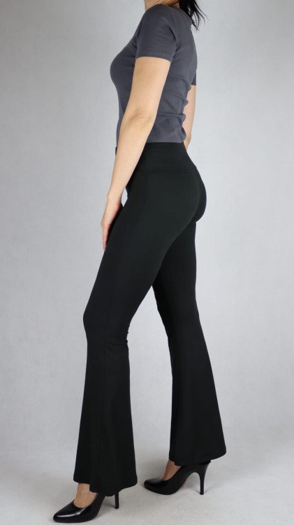 Legginsy damskie dzwony bambusowe czarne wysoki stan