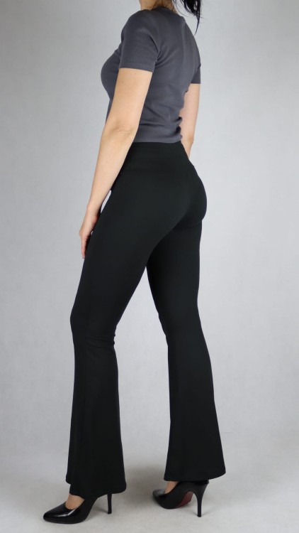 Legginsy damskie dzwony bambusowe czarne wysoki stan