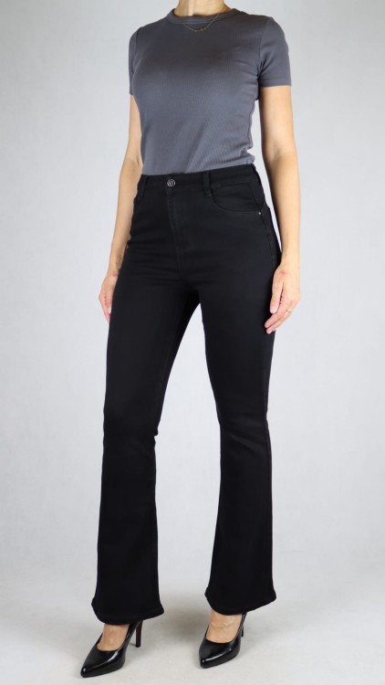 Spodnie jeansy damskie modelujące push-up dopasowane dzwony czarne