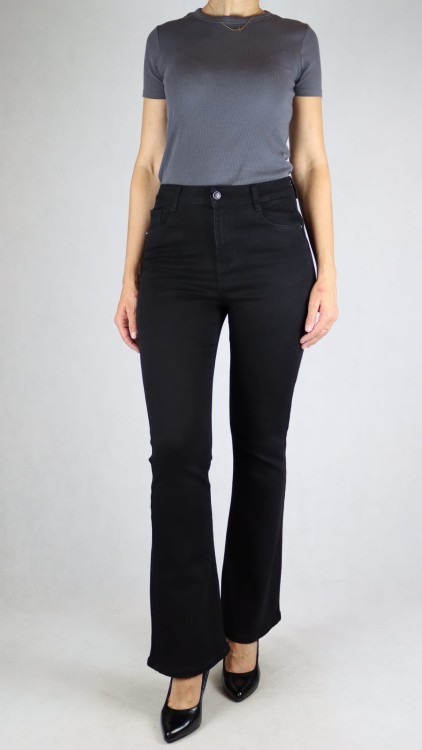 Spodnie jeansy damskie modelujące push-up dopasowane dzwony czarne