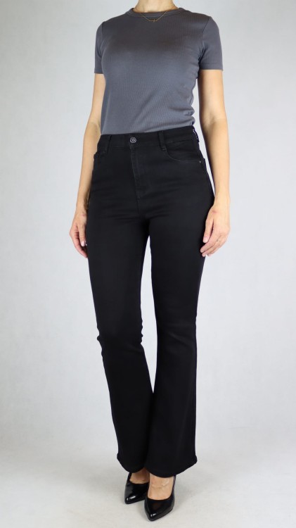 Spodnie jeansy damskie modelujące push-up dopasowane dzwony czarne