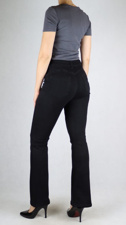 Spodnie jeansy damskie modelujące push-up dopasowane dzwony czarne
