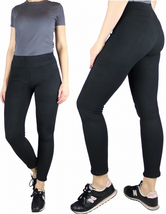 Legginsy damskie getry ocieplane czarne