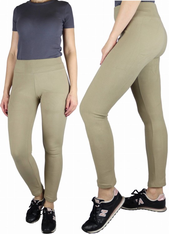 Legginsy damskie getry ocieplane beżowe