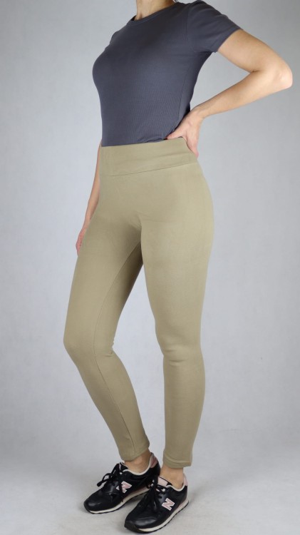 Legginsy damskie getry ocieplane beżowe